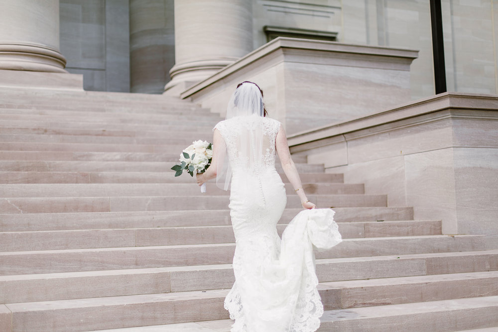  Bride and groom first look at the National Gallery of Art Museum, Washington D.C. Irish wedding with green and gold accents. Sarah Mattozzi Photography. 