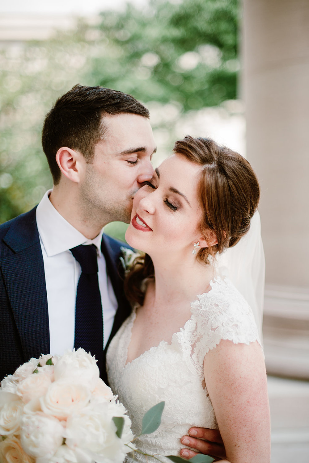  Bride and groom first look at the National Gallery of Art Museum, Washington D.C. Irish wedding with green and gold accents. Sarah Mattozzi Photography. 