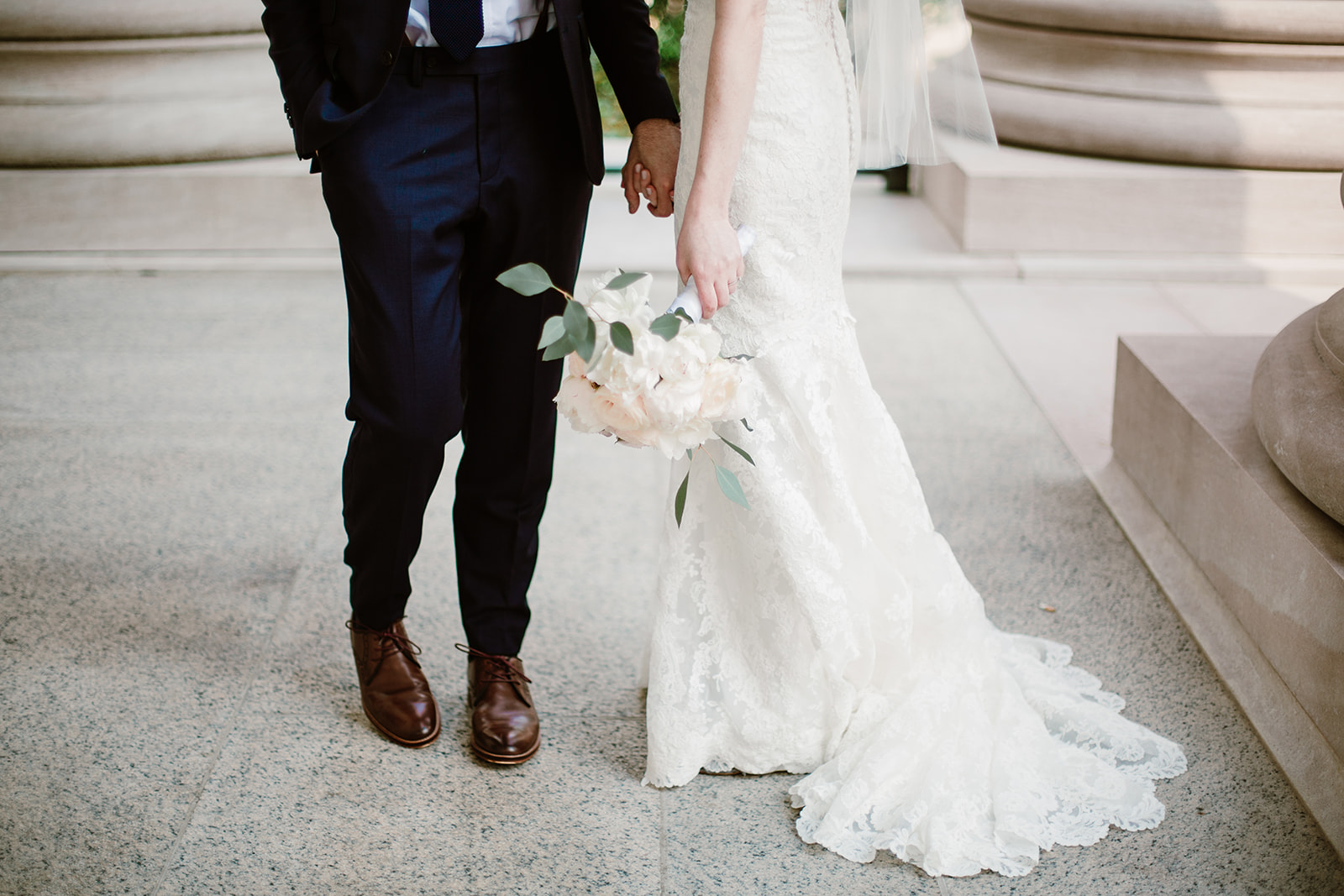  Bride and groom first look at the National Gallery of Art Museum, Washington D.C. Irish wedding with green and gold accents. Sarah Mattozzi Photography. 