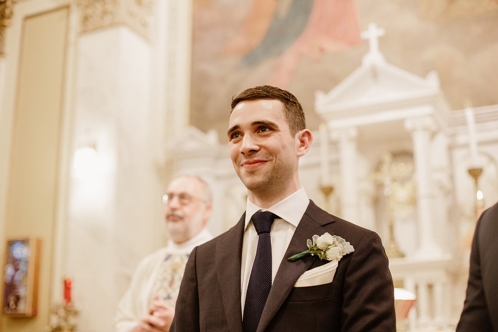  Wedding ceremony at Holy Rosary Church, Washington D.C. Irish wedding with green and gold accents. Sarah Mattozzi Photography. 