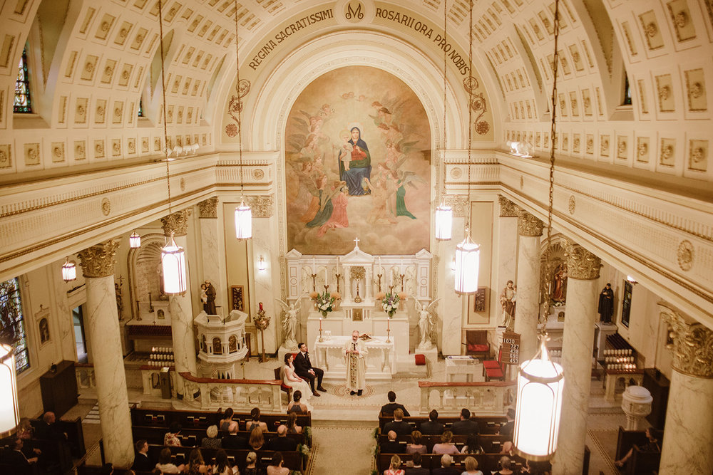  Wedding ceremony at Holy Rosary Church, Washington D.C. Irish wedding with green and gold accents. Sarah Mattozzi Photography. 