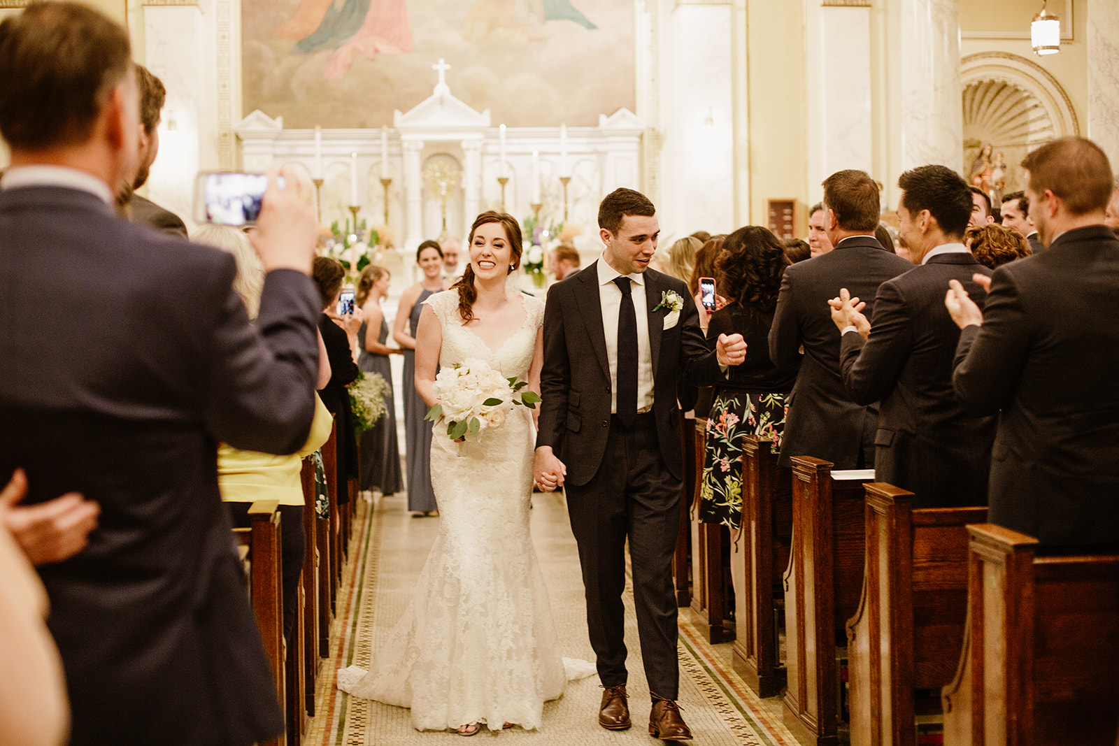  Wedding ceremony at Holy Rosary Church, Washington D.C. Irish wedding with green and gold accents. Sarah Mattozzi Photography. 