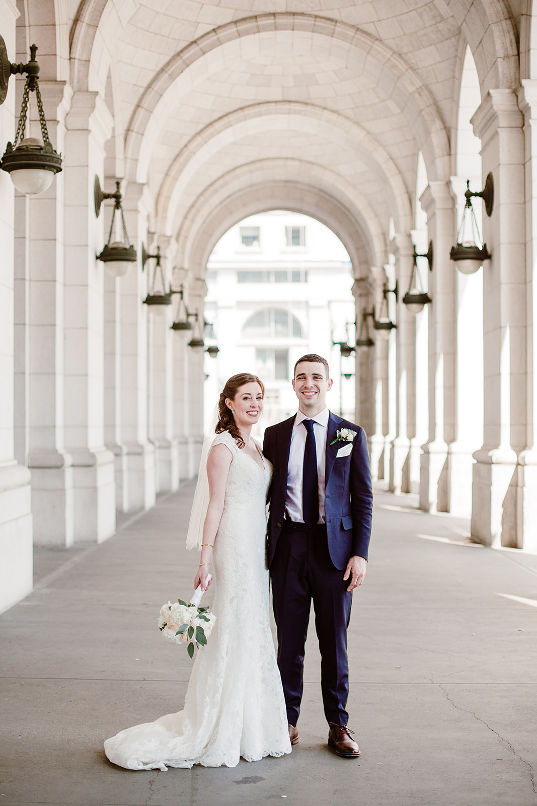  Wedding party portraits at Union Station in Washington D.C. Irish wedding with green and gold accents. Sarah Mattozzi Photography. 