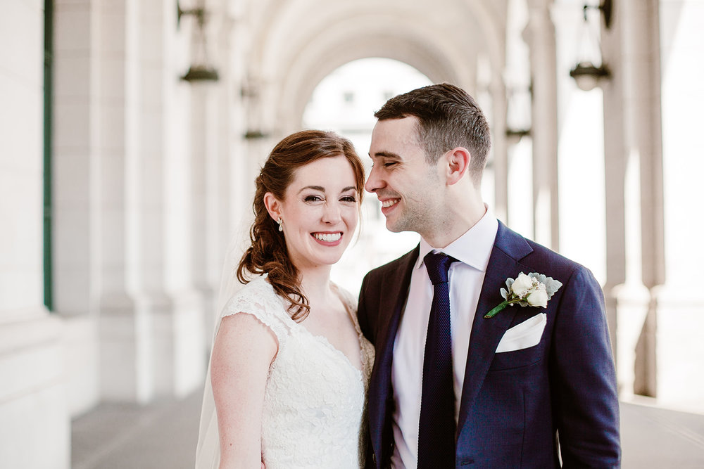  Wedding party portraits at Union Station in Washington D.C. Irish wedding with green and gold accents. Sarah Mattozzi Photography. 