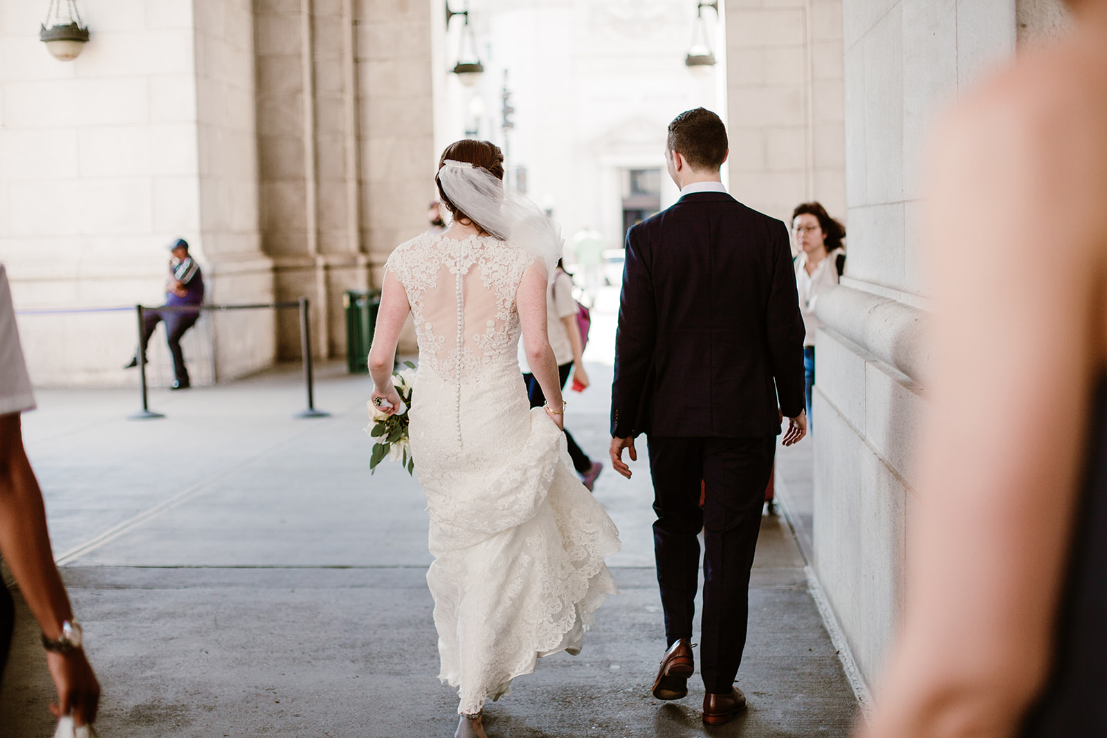  Wedding party portraits at Union Station in Washington D.C. Irish wedding with green and gold accents. Sarah Mattozzi Photography. 