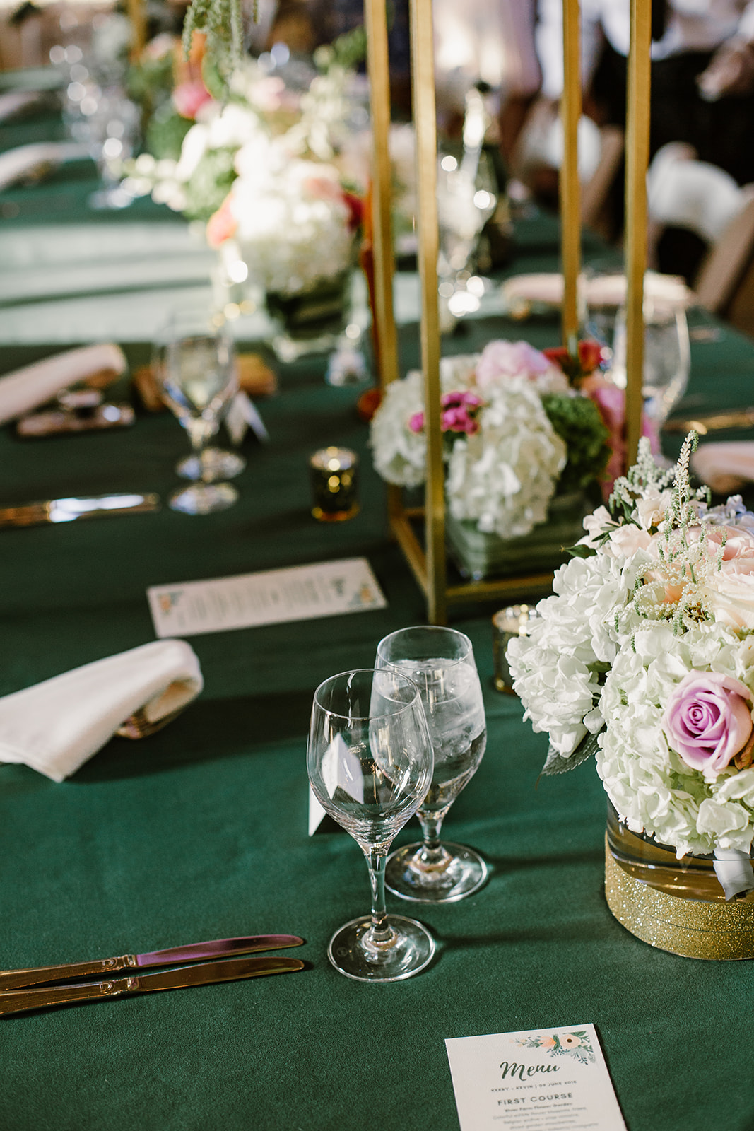  Wedding reception at Eastern Market in Washington D.C. Irish wedding with green and gold accents. Sarah Mattozzi Photography. 