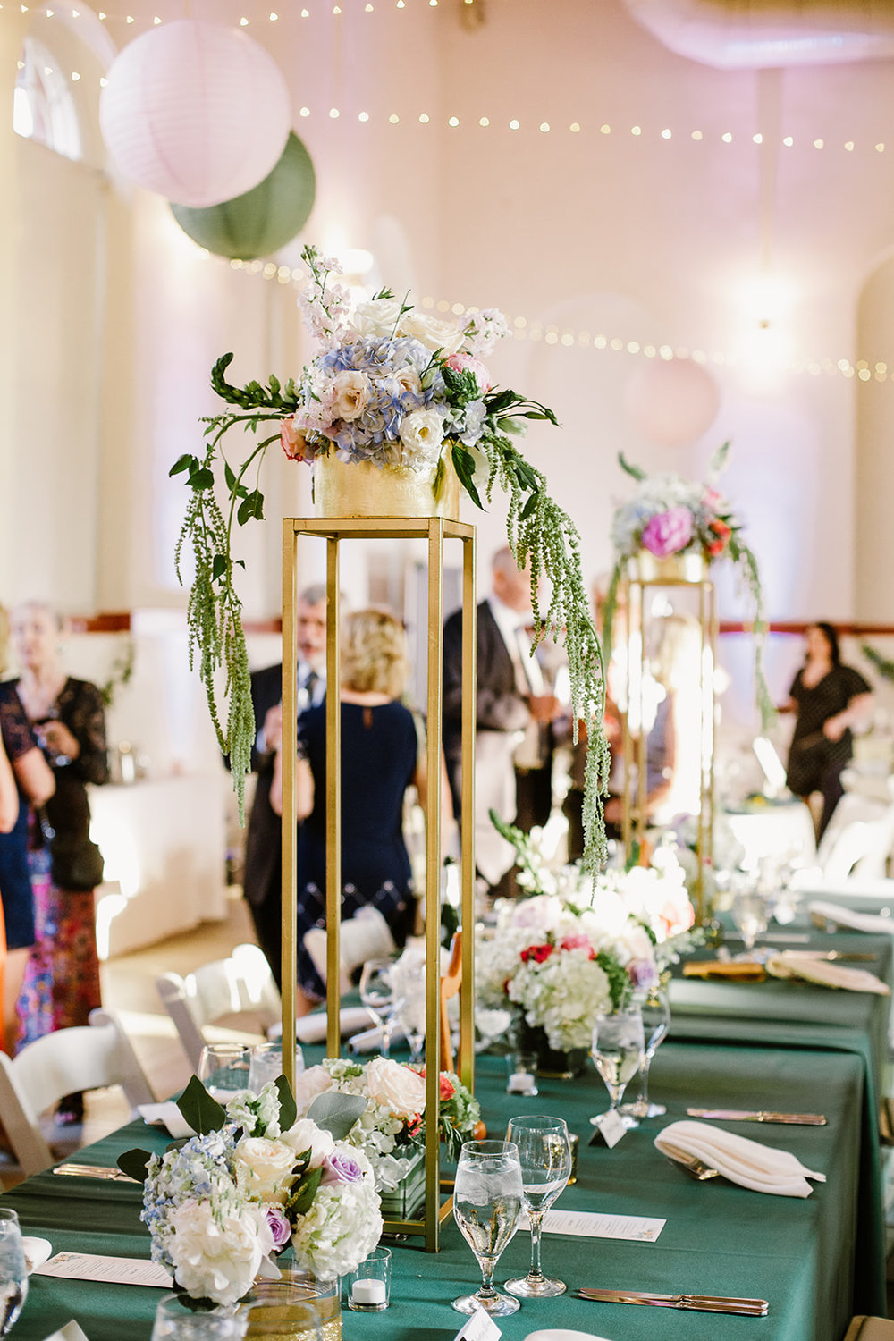  Wedding reception at Eastern Market in Washington D.C. Irish wedding with green and gold accents. Sarah Mattozzi Photography. 