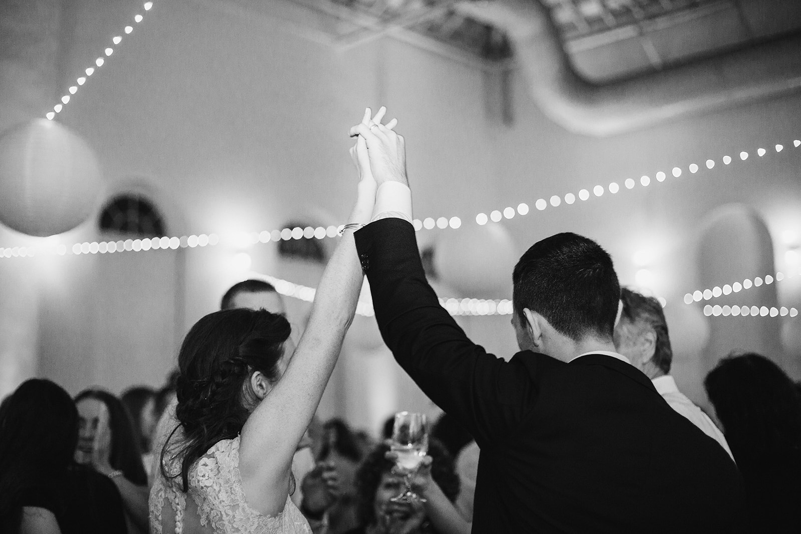  Wedding reception at Eastern Market in Washington D.C. Irish wedding with green and gold accents. Sarah Mattozzi Photography. 