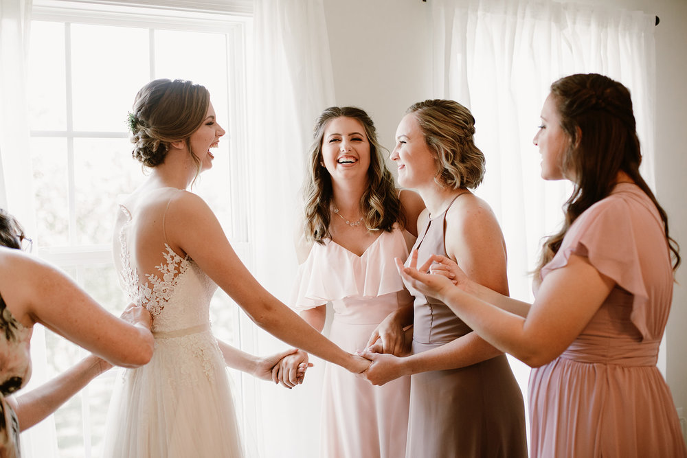  Bride with her bridesmaids | Intimate Wedding | Fredericksburg, VA | Sarah Mattozzi Photography 