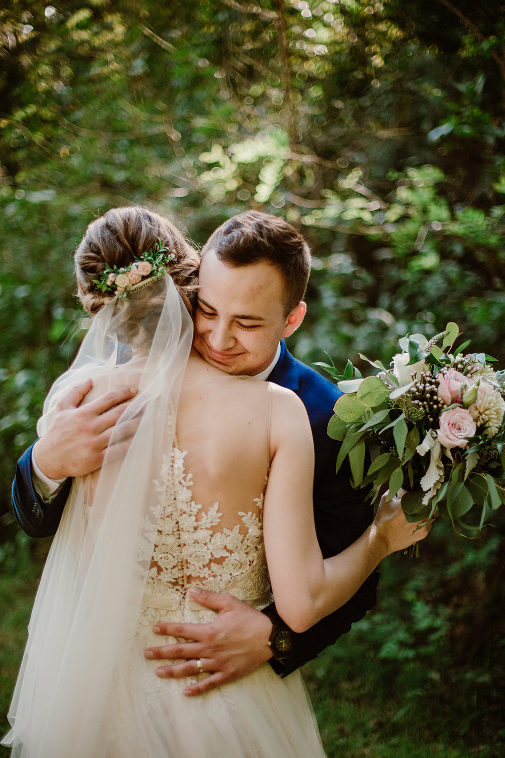  Groom hugging bride | Intimate Wedding | Fredericksburg, VA | Sarah Mattozzi Photography 