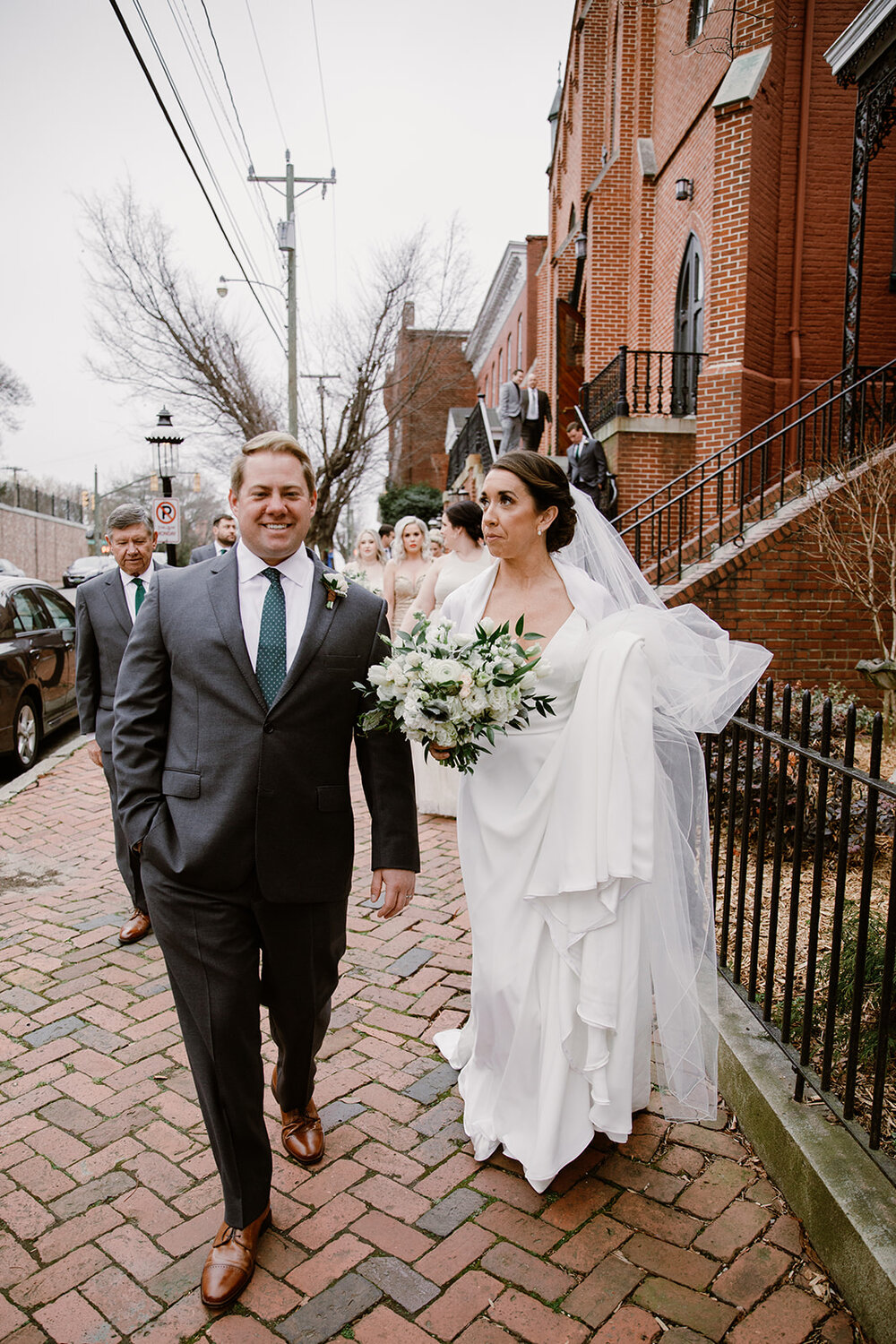  Wedding portraits on the cobblestone streets in Church Hill, Richmond, VA. 