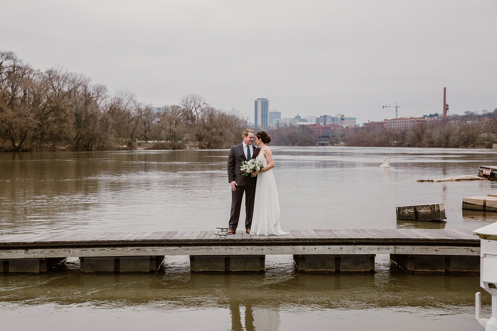  Wedding portraits at The Boathouse at Rockett’s Landing, Richmond, VA. 