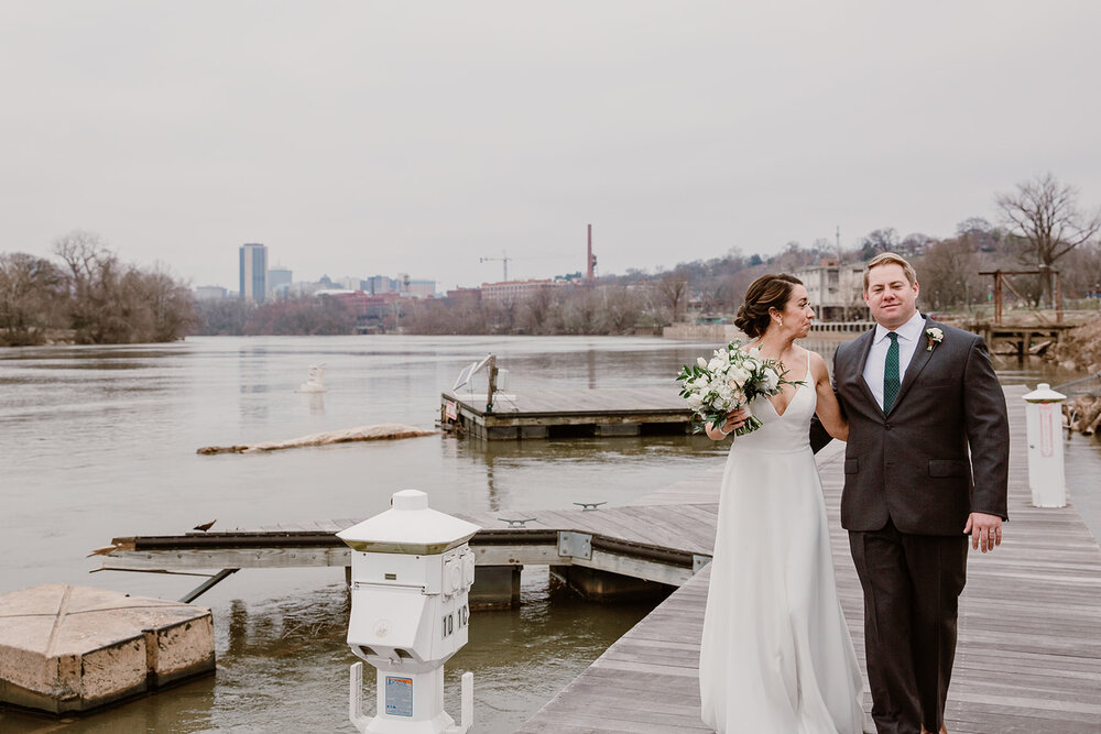  Wedding portraits at The Boathouse at Rockett’s Landing, Richmond, VA. 