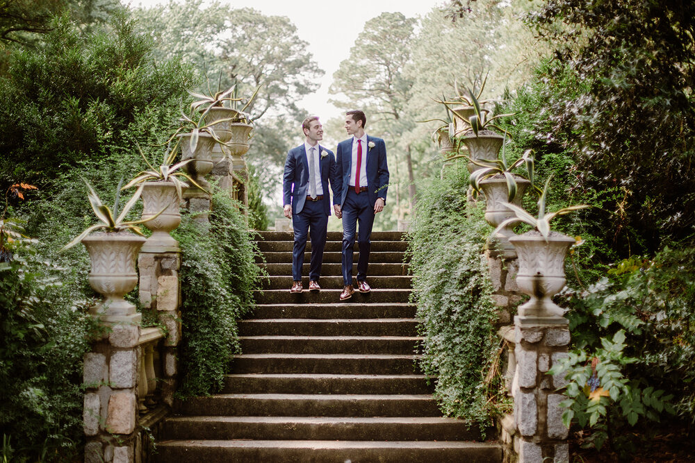  Vegan wedding at the Norfolk Botanical Gardens, Norfolk, VA. Rose garden and plant inspired wedding on the first day of Pride month. 