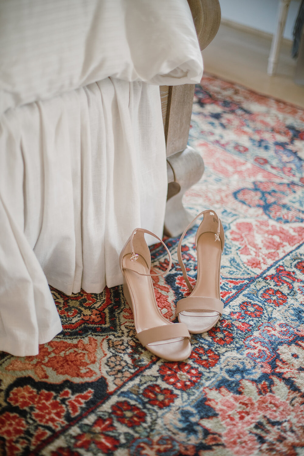  Nude colored wedding day heels. Intimate Italian villa elopement at Monteventoso in Madison, Virginia. 