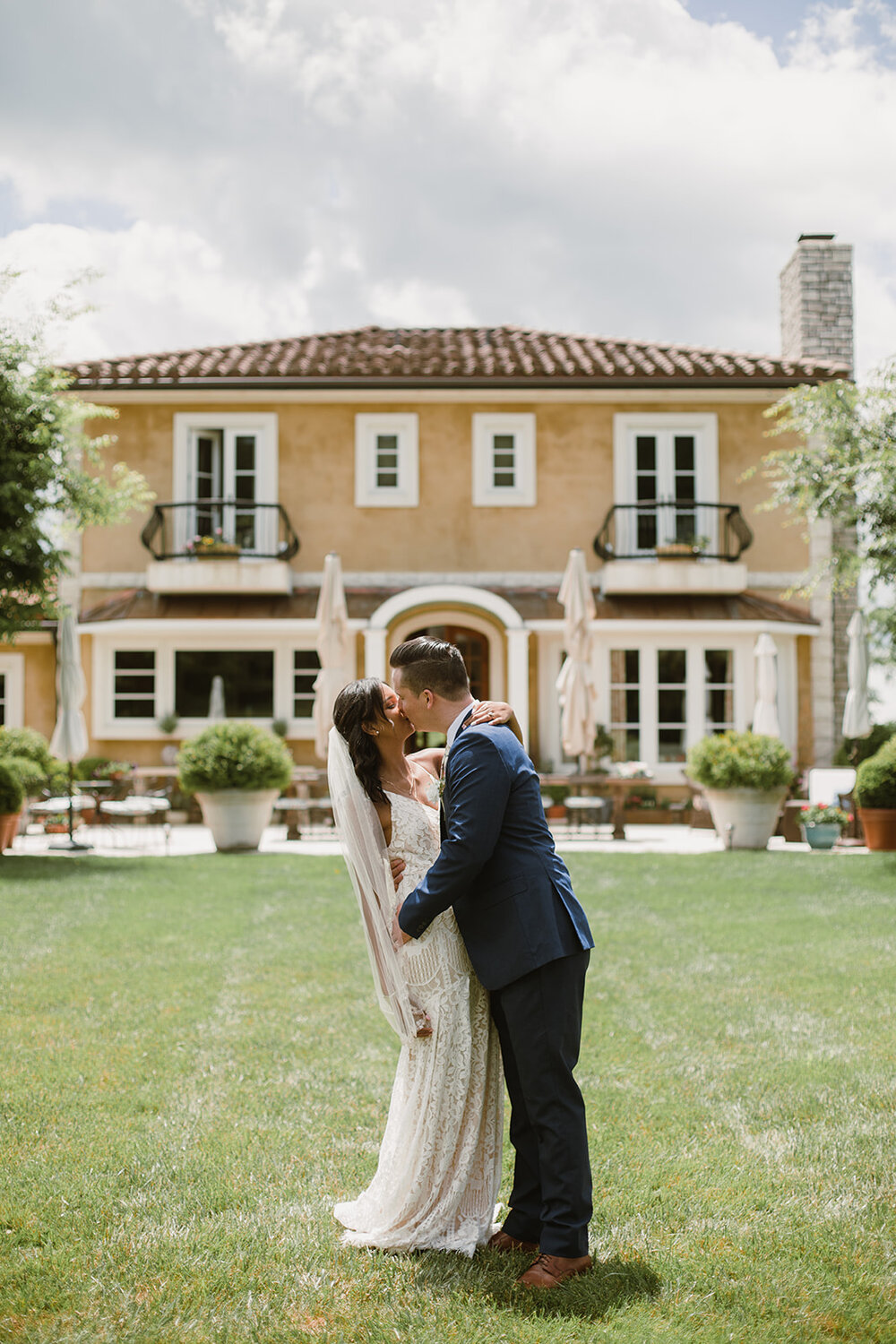  Bride and groom portraits. Intimate Italian villa elopement at Monteventoso in Madison, Virginia. 