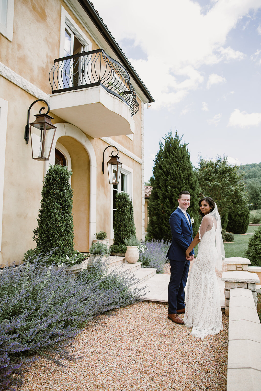  Bride and groom portraits. Intimate Italian villa elopement at Monteventoso in Madison, Virginia. 