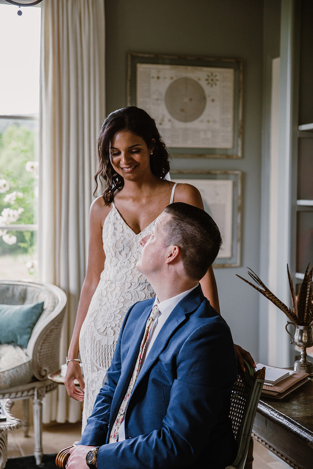  Bride and groom portraits. Intimate Italian villa elopement at Monteventoso in Madison, Virginia. 