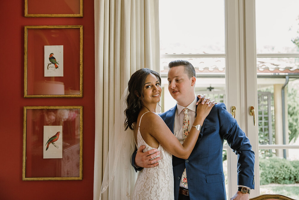  Bride and groom portraits. Intimate Italian villa elopement at Monteventoso in Madison, Virginia. 