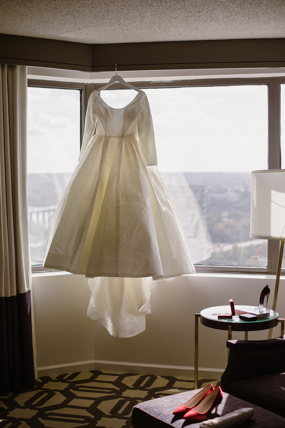  Black tie wedding with a red tux and custom Anne Barge gown | Romantic wedding at St. Bridget and The Omni Hotel in Richmond, VA. 