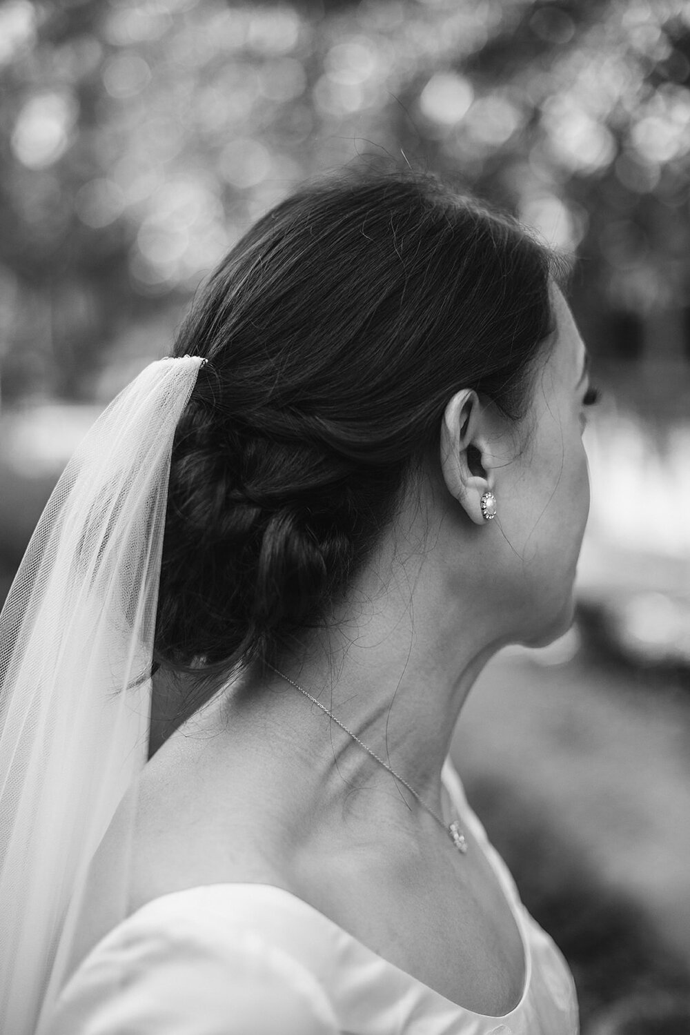  Soft Drop Wedding Veil | Bride and Groom Portraits | Romantic wedding at St. Bridget Catholic Church, Richmond, VA | Black tie wedding with a red tux and custom Anne Barge gown 