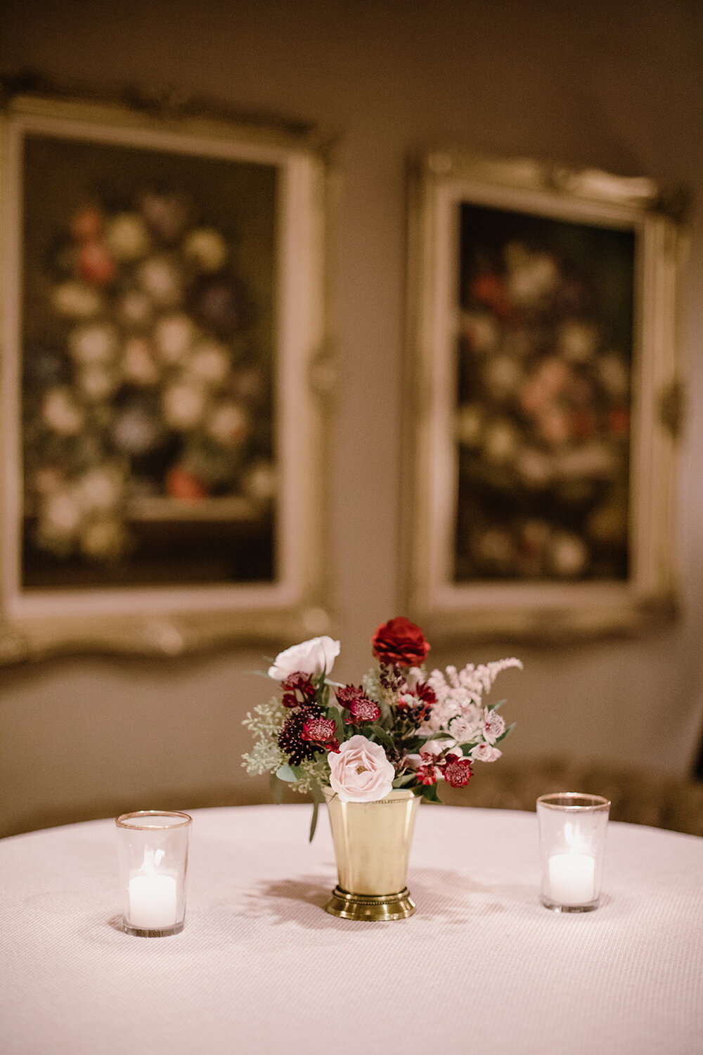  Wedding Reception at the Omni Hotel in Richmond, VA | Fall Wedding with Red Peonies and Cafe au Lait Dahlias. 