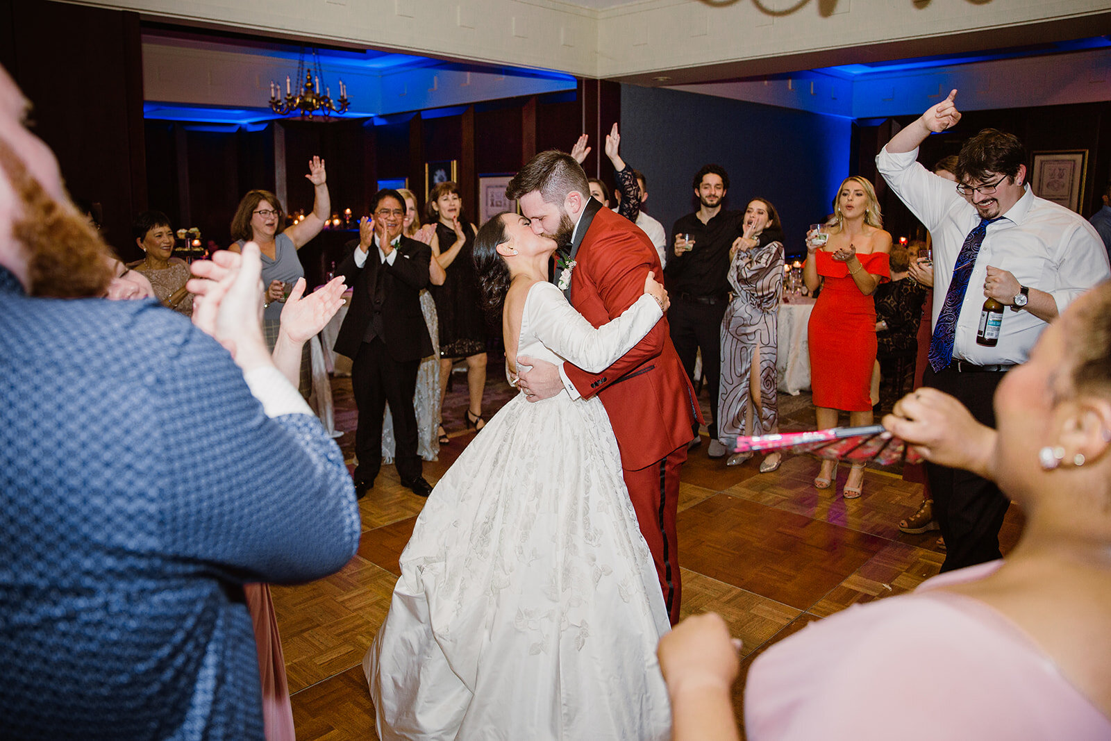  Wedding Reception at the Omni Hotel in Richmond, VA | Fall Wedding with Red Peonies and Cafe au Lait Dahlias. 