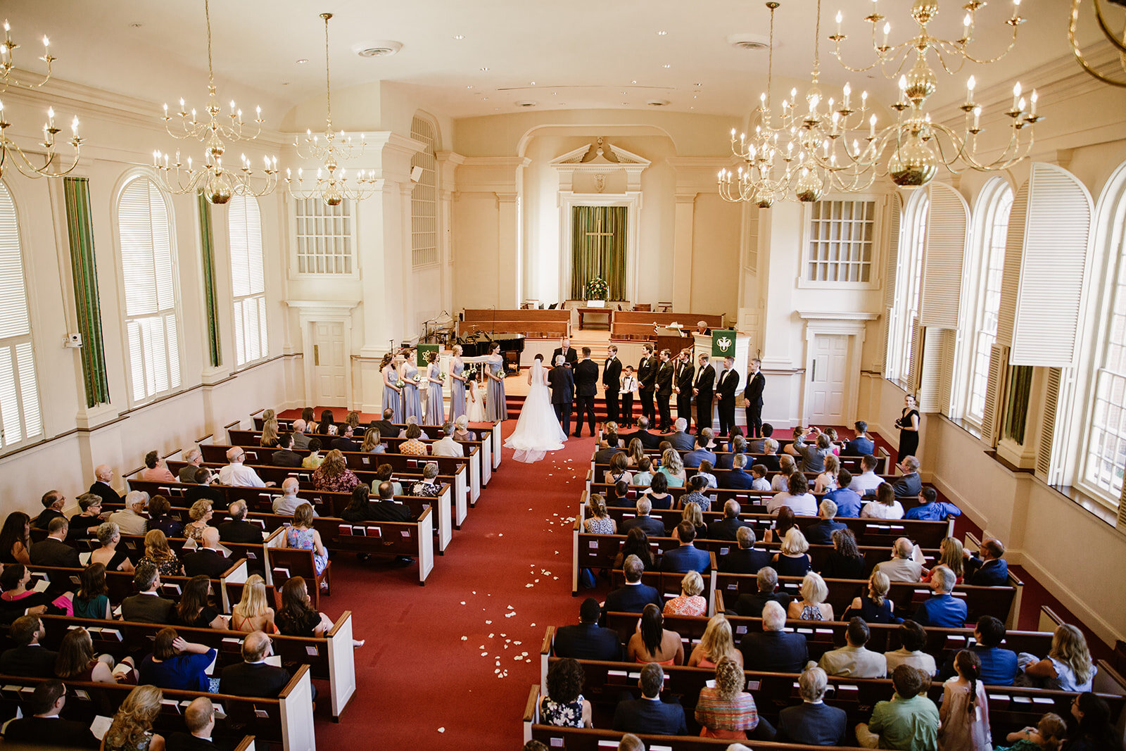  Indoor Church Ceremony | Sarah Mattozzi Photography | Ball Gown Wedding Dress and Black Tux | Outdoor Classic Wedding at Third Church and Veritas School | Richmond Wedding Photographer 