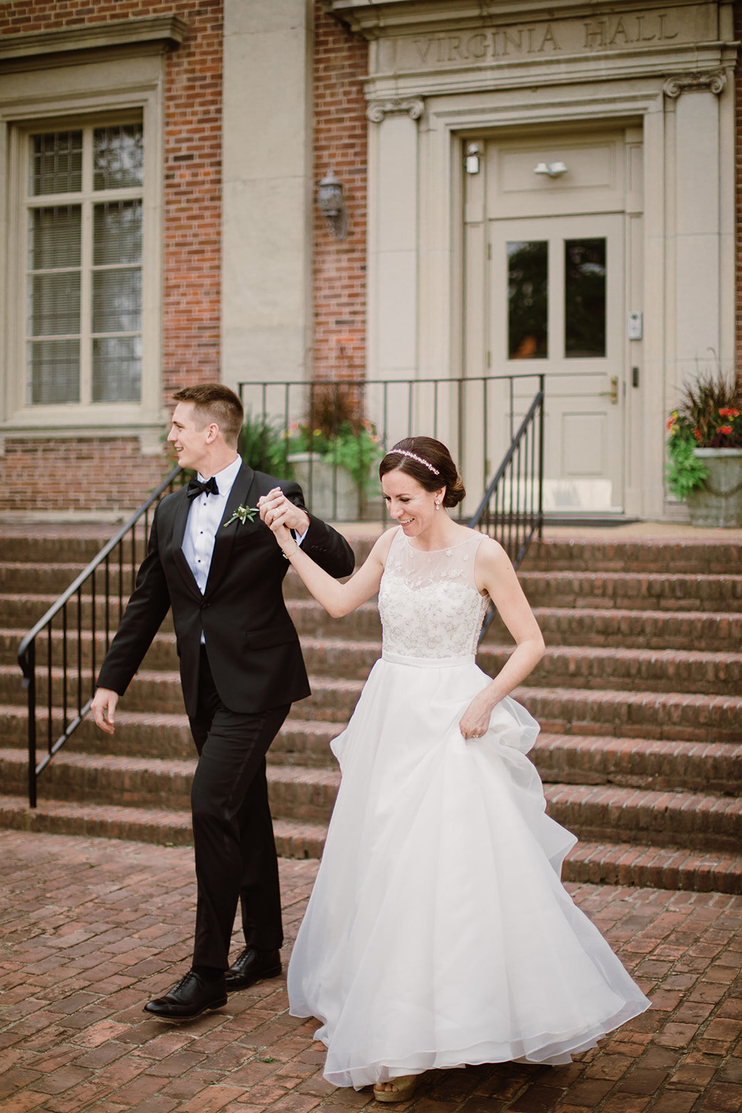  Bride and Groom portraits | Sarah Mattozzi Photography | Ball Gown Wedding dress and Black Tux | Outdoor Classic Wedding at Third Church and Veritas School | Richmond Wedding Photographer 