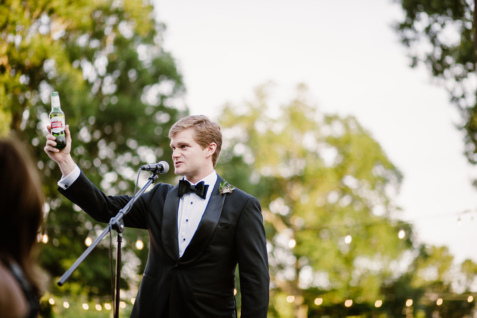  Toasts | Sarah Mattozzi Photography | Ball Gown Wedding dress and Black Tux | Outdoor Classic Wedding at Third Church and Veritas School | Richmond Wedding Photographer 