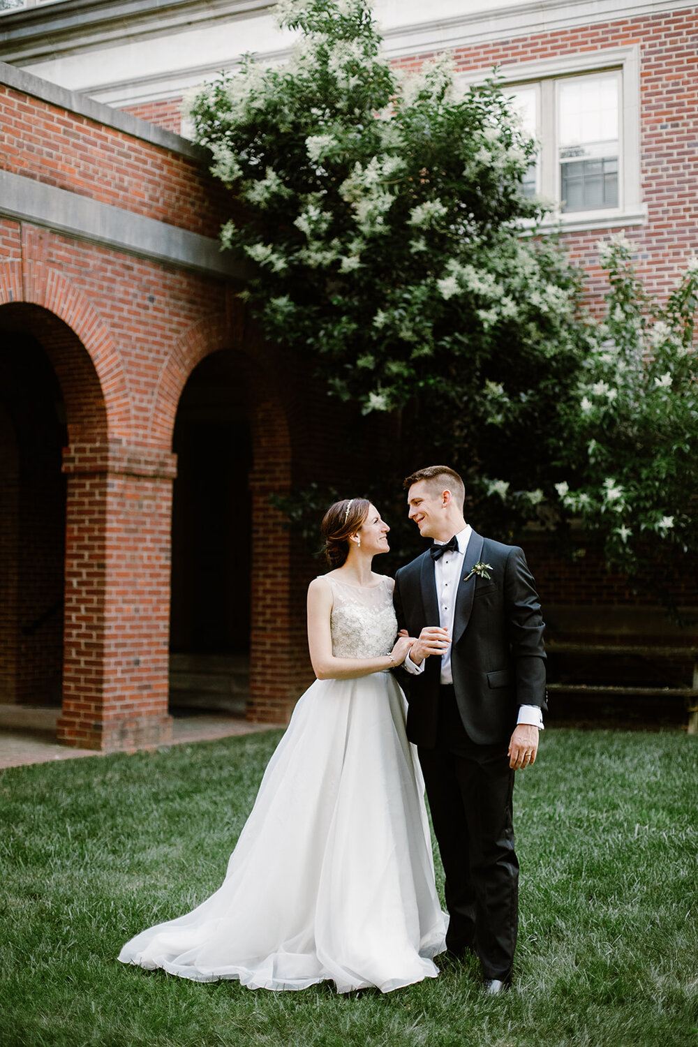  Bride and Groom portraits | Sarah Mattozzi Photography | Ball Gown Wedding dress and Black Tux | Outdoor Classic Wedding at Third Church and Veritas School | Richmond Wedding Photographer 