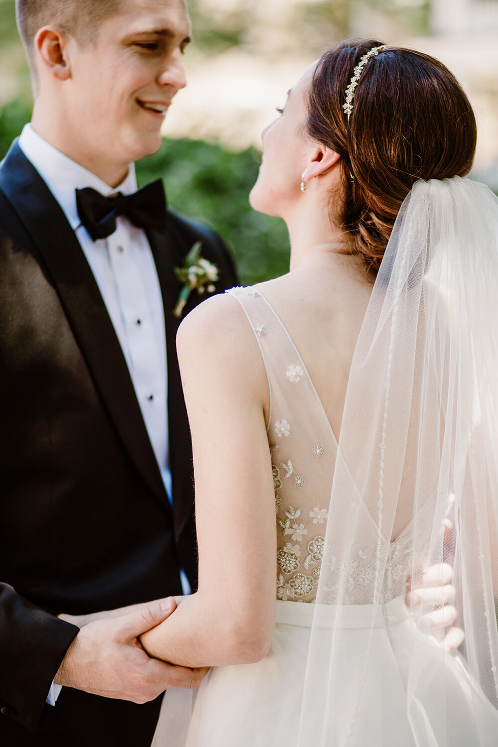  Bride and Groom portraits | Sarah Mattozzi Photography | Ball Gown Wedding dress and Black Tux | Outdoor Classic Wedding at Third Church and Veritas School | Richmond Wedding Photographer 