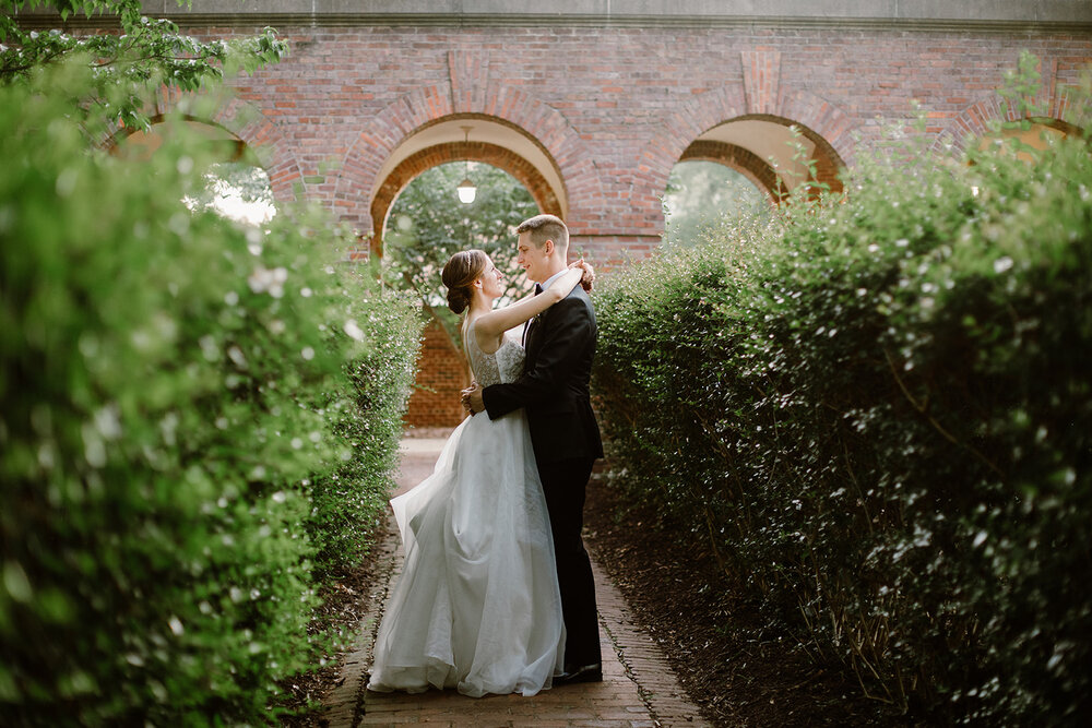  Bride and Groom portraits | Sarah Mattozzi Photography | Ball Gown Wedding dress and Black Tux | Outdoor Classic Wedding at Third Church and Veritas School | Richmond Wedding Photographer 