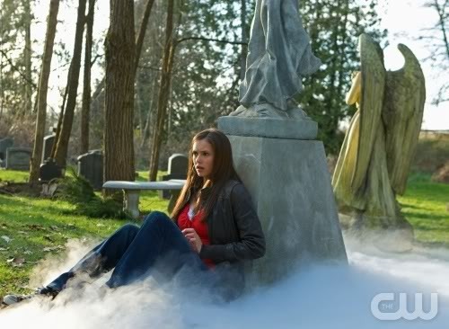 Elena, at the cemetary, writing in her diary about the death of her parents :( 