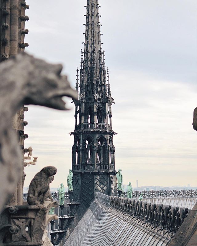 Last time I was in Paris I climbed the towers and took this photo of the 19th century spire and the 12th century lead roof that fell today. The bells rang and I could feel them in my chest. Human history and art is infused in all areas of my career a