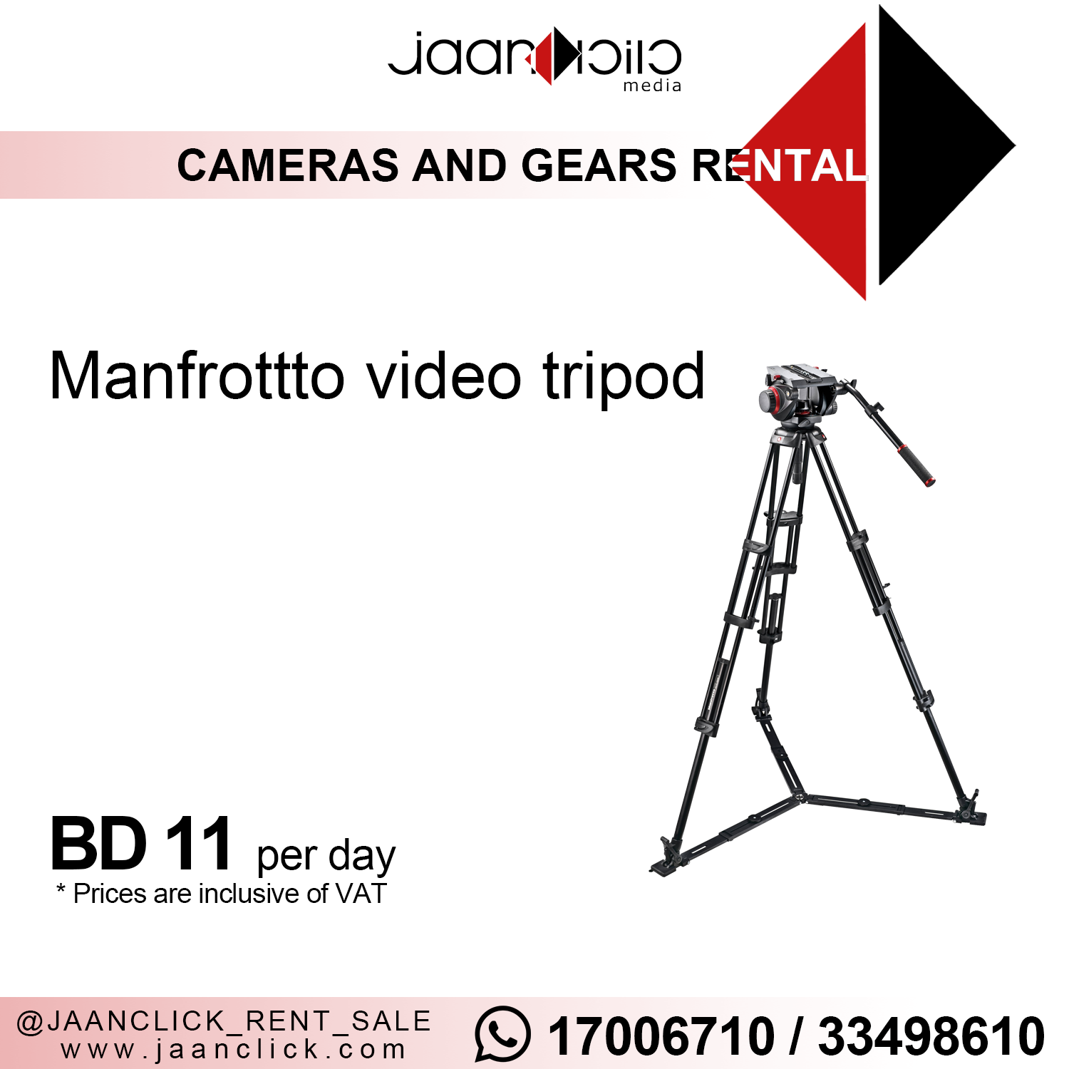 Manfrotto video tripod for rent