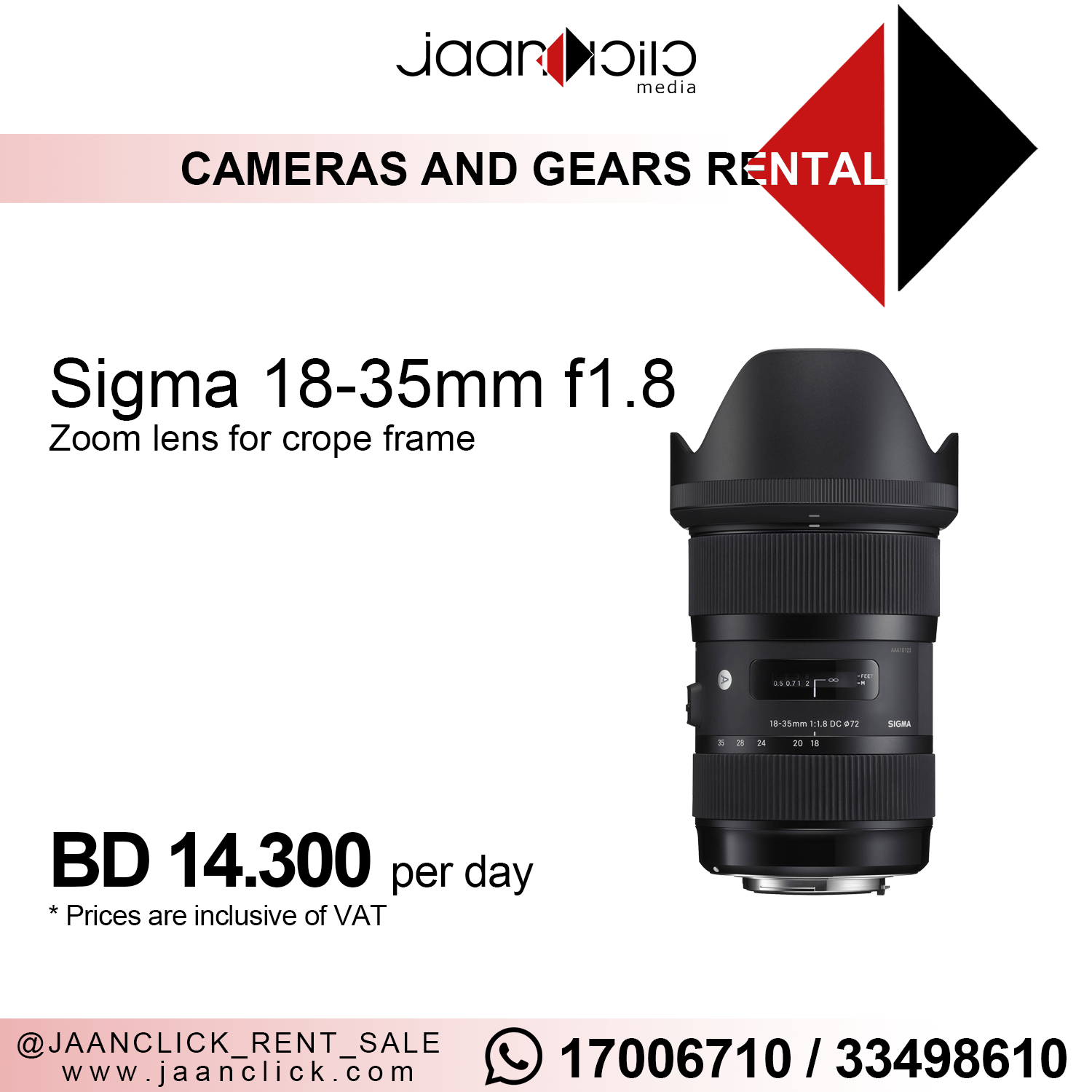 Sigma 18-35 f1.8 lens for rent