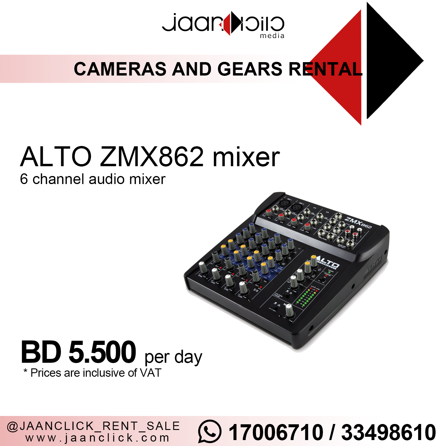 ALTO ZMX863 mixer for rent