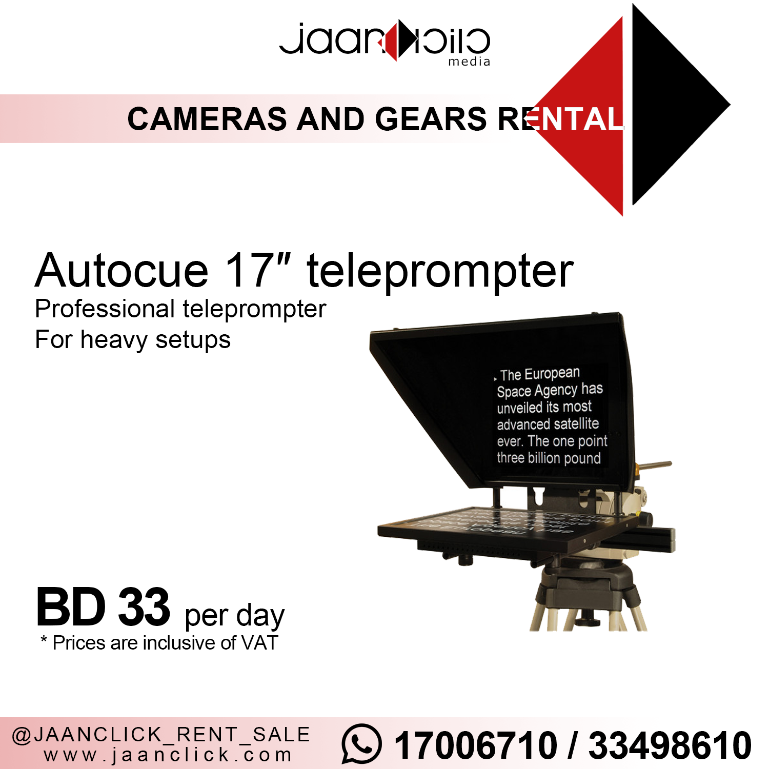 Autocue 17inch teleprompter for rent
