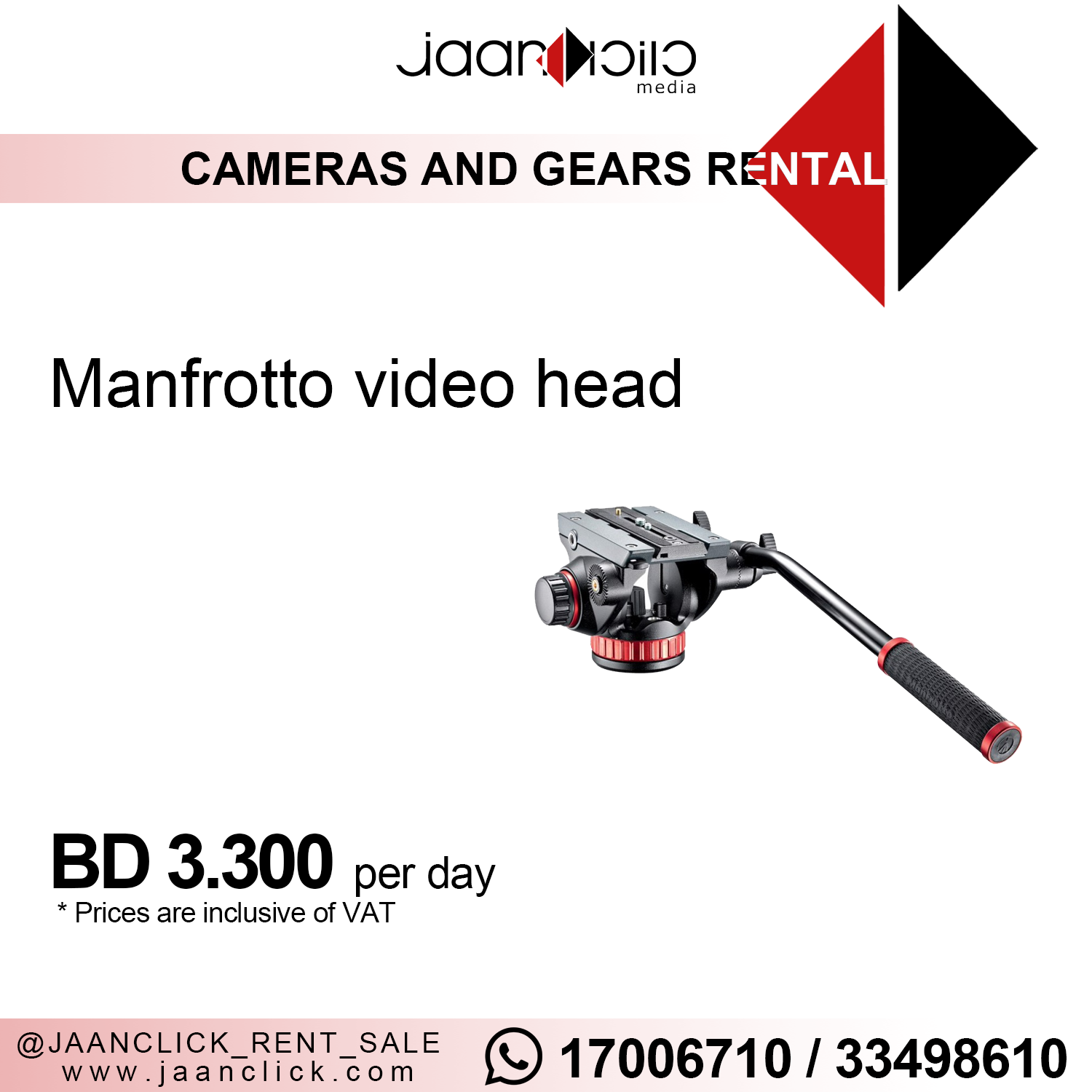 Manfrotto video head for rent