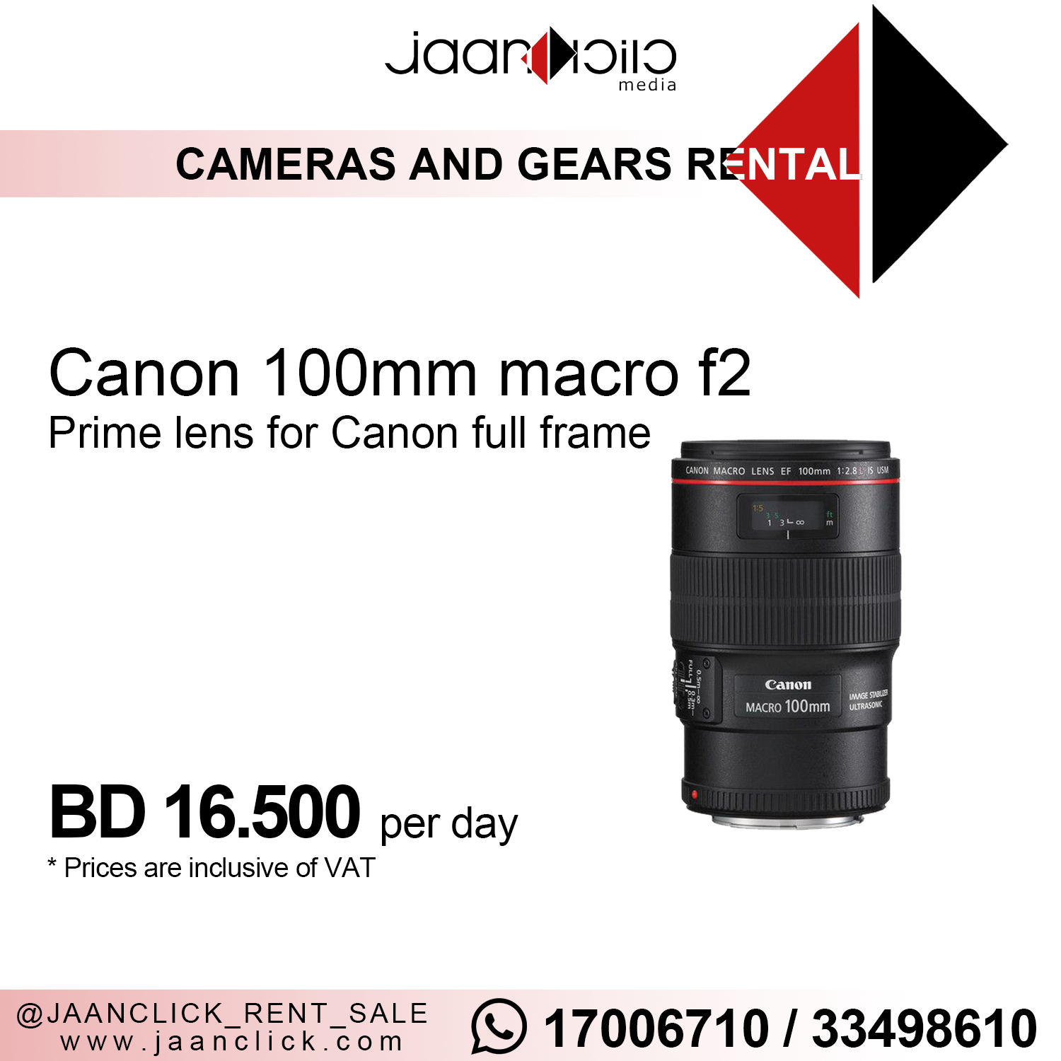 Canon 100mm macro lens for rent