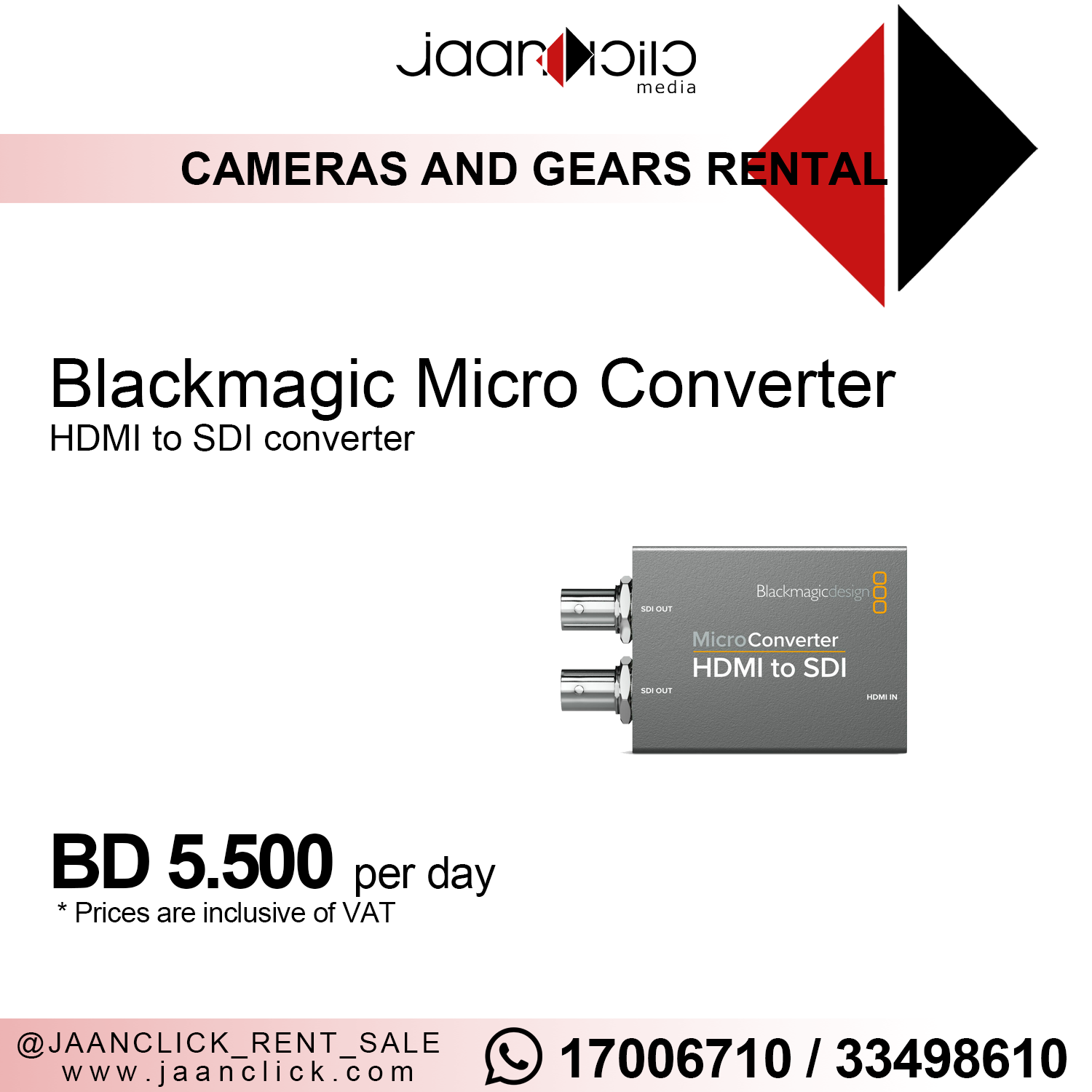 Blackmagic micro HDMI to SDI converter for rent