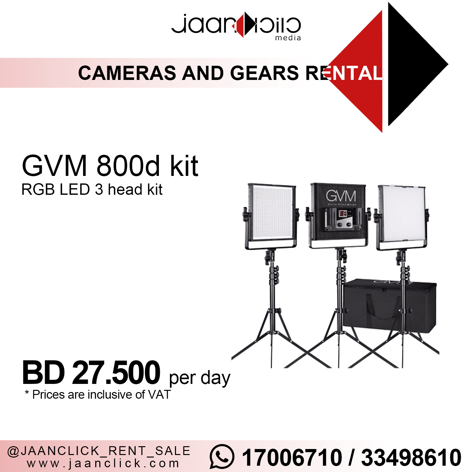 GVM 800d light kit for rent
