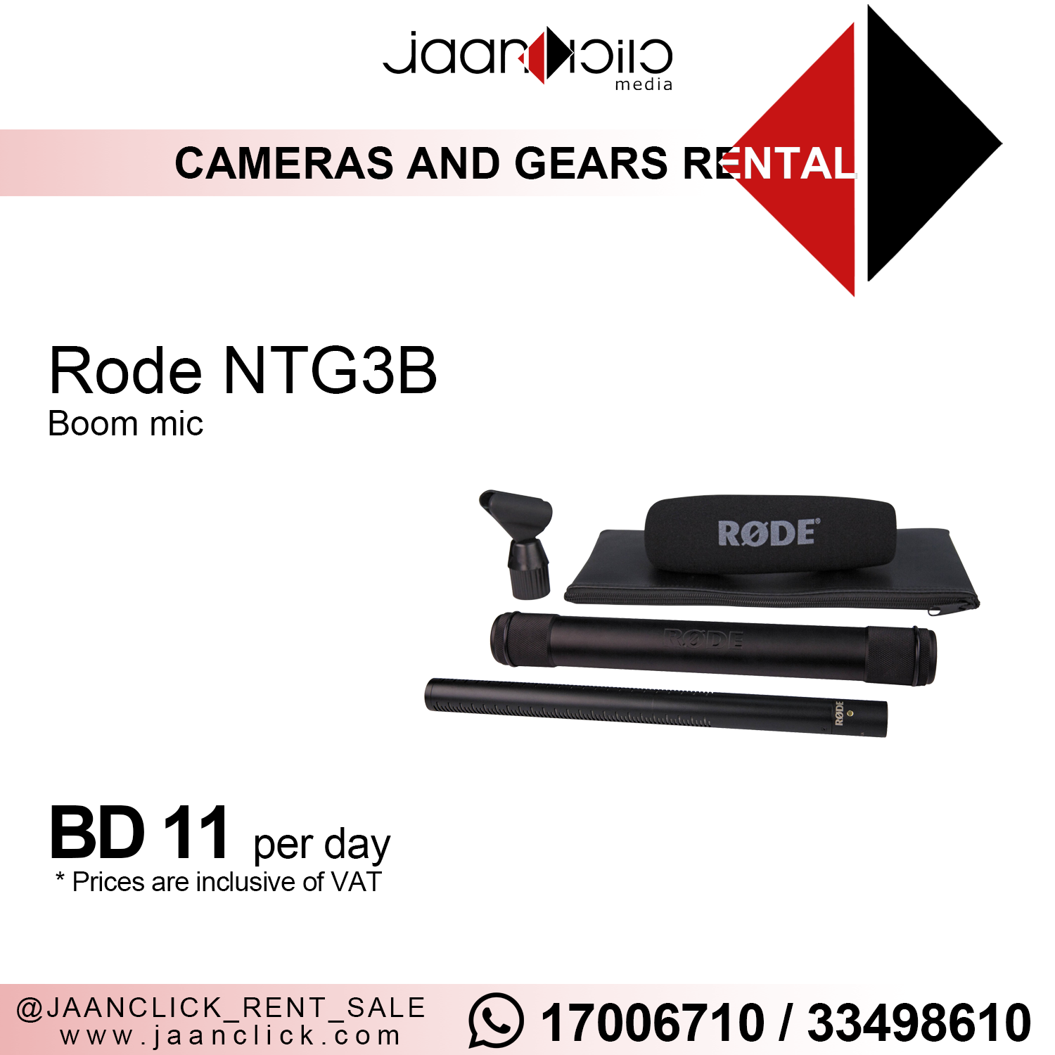 Rode NTG3B mic for rent