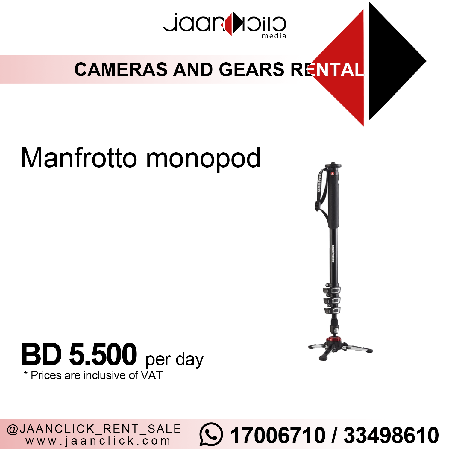 Manfrotto pro monopod for rent