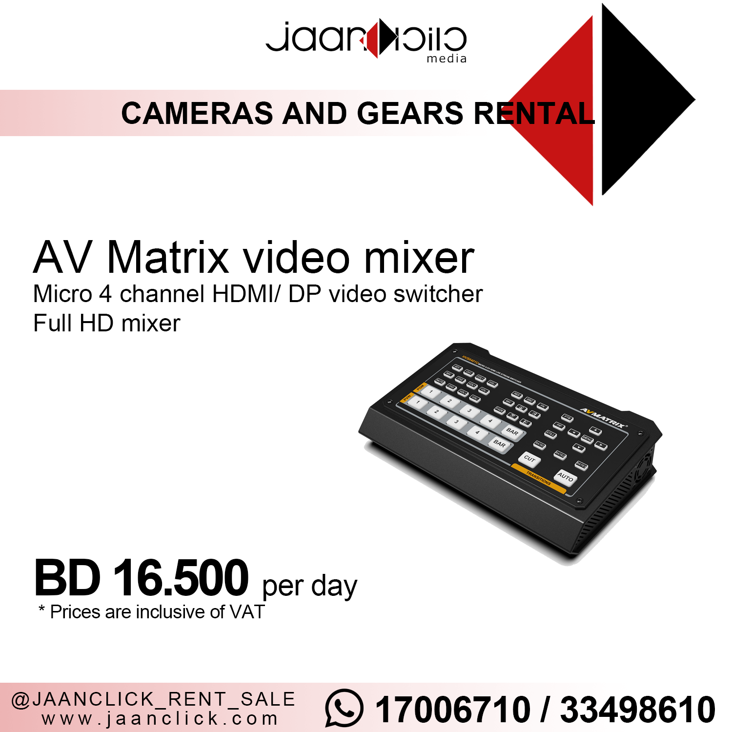 AV matrix video mixer for rent