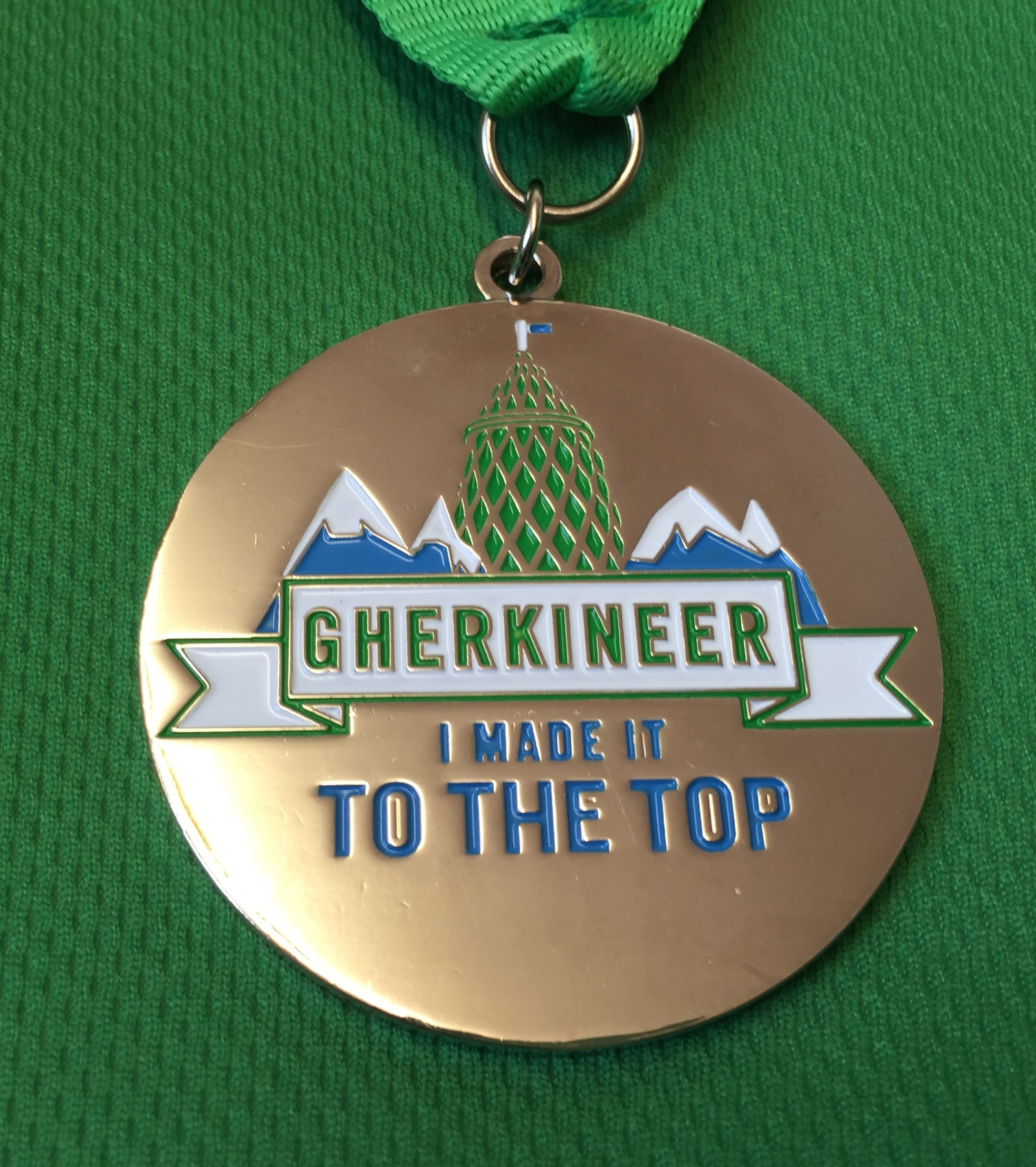 The Gherkin Challenge Medal, awarded to everyone who reached the top.