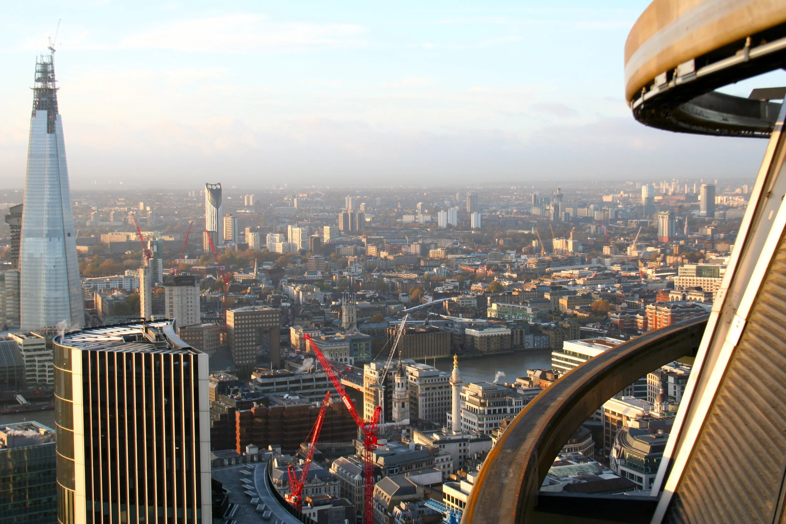 Standing in the sky OUTSIDE The Gherkin – circumnavigating the building with the window cleaners. 