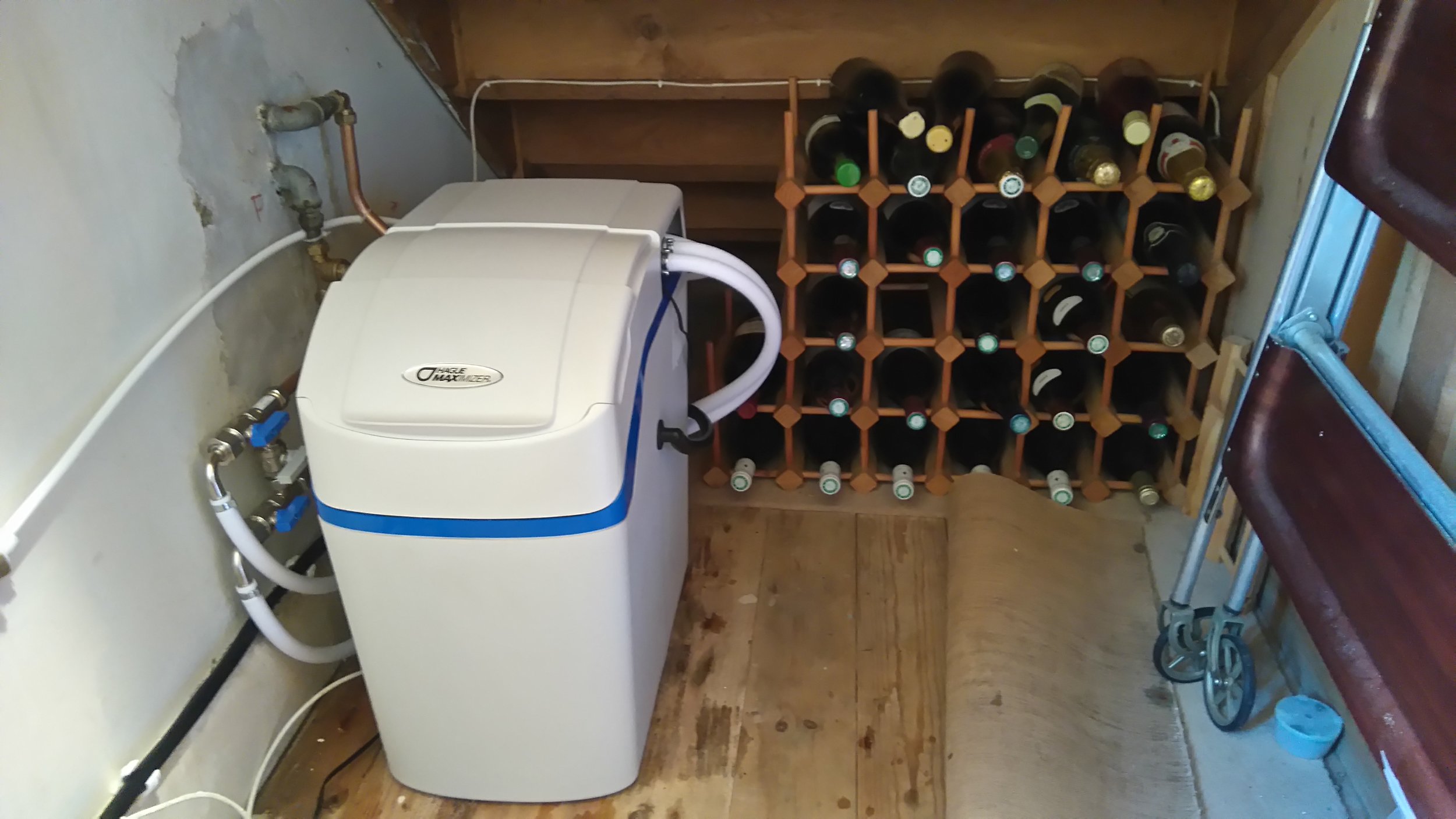 Hague 410 fitted with new pipework under the stairs