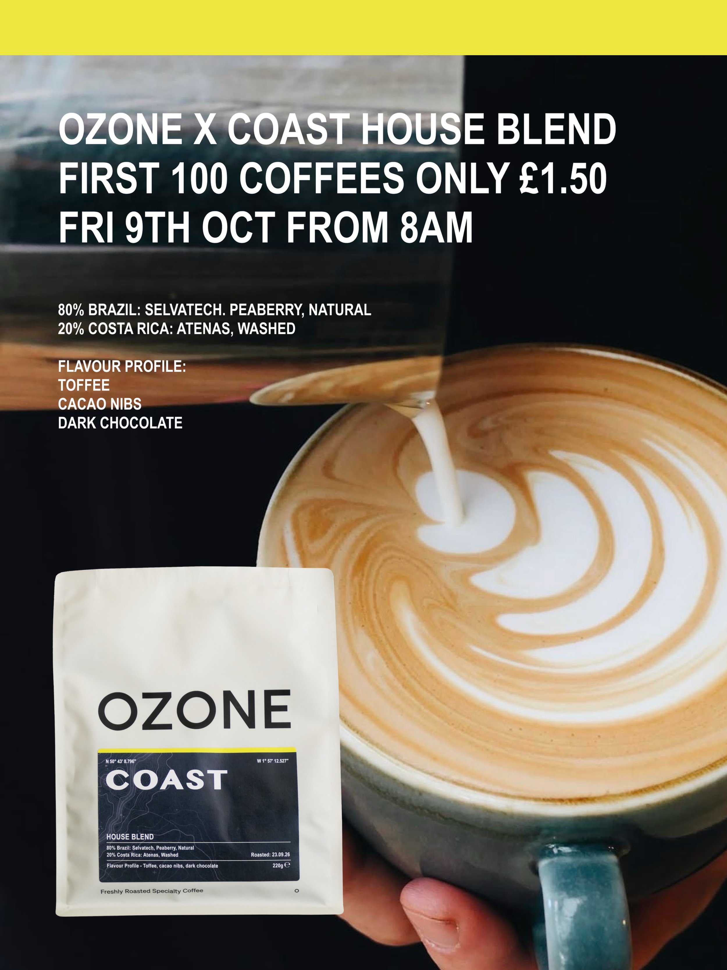 ☕ Coast. x Ozone Coffee ☕

We&rsquo;re excited to be teaming up with Coast. for a special coffee activation next Friday.

To celebrate, we&rsquo;ll be reducing the first 100 complimentary coffees at &pound;1.50 on the day, brewed using Ozone Coffee a